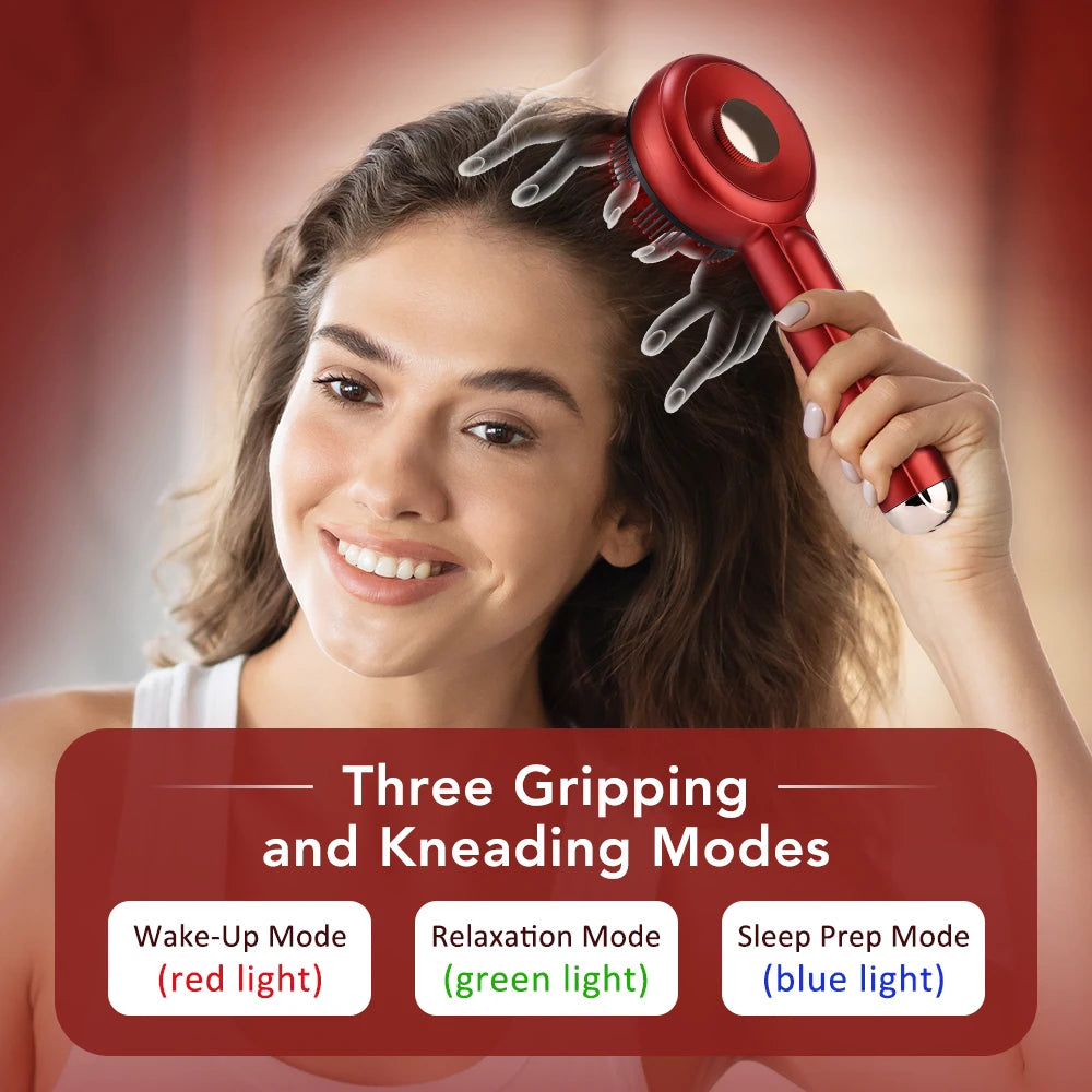 Electric Head Massager Hair Growth Comb Scalp Relax Massager LED Light Therapy Oil Applicator Anti-Hair Loss Hair Care Hairbrush
