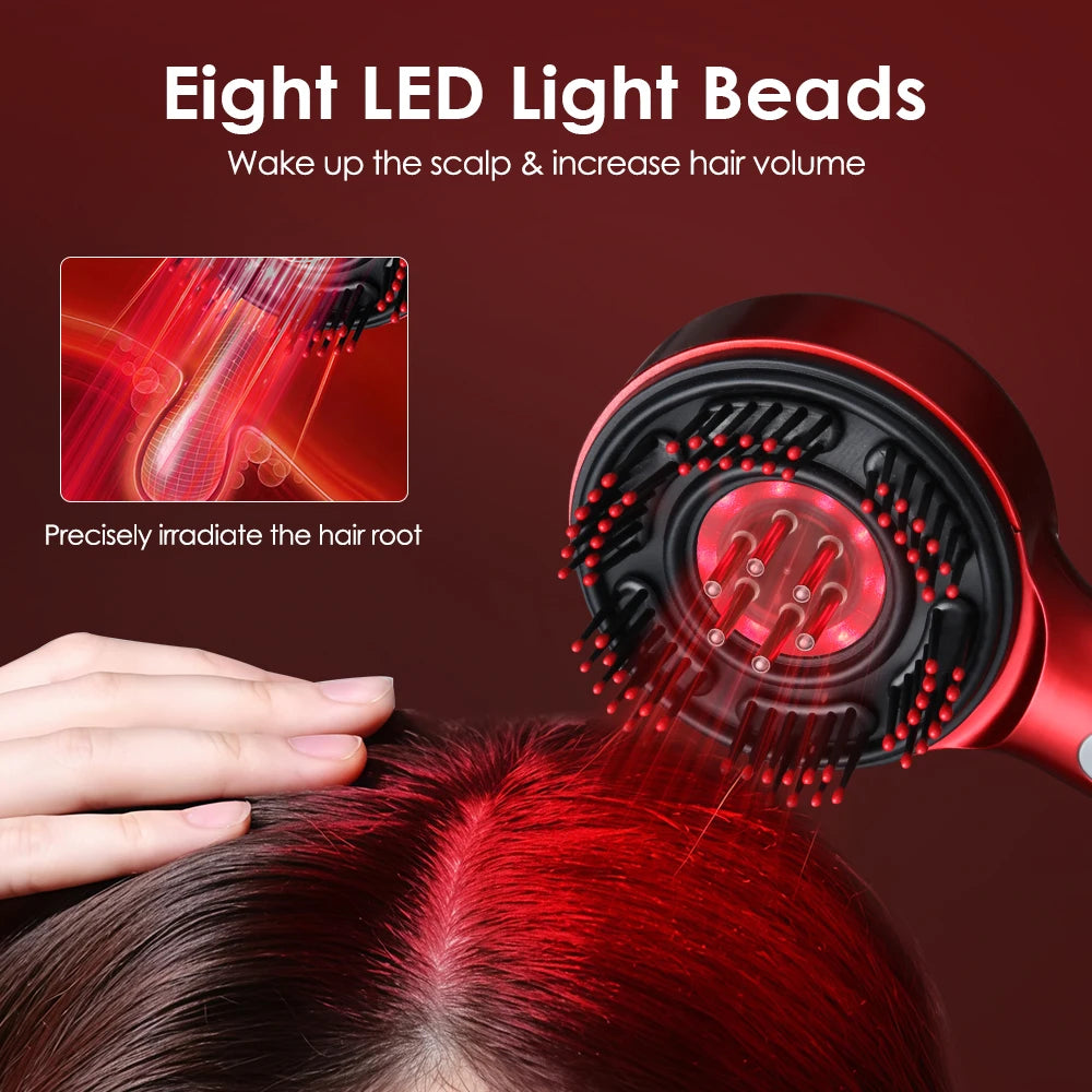 Electric Head Massager Hair Growth Comb Scalp Relax Massager LED Light Therapy Oil Applicator Anti-Hair Loss Hair Care Hairbrush