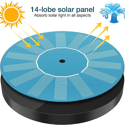 1.5W Solar Fountain Pump, with 6 nozzles Solar Bird Bath Fountain, Water Pump Floating Fountains Suitable for Ponds