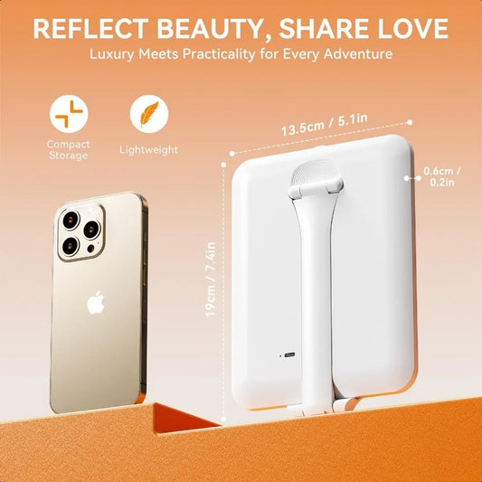 Rechargeable Travel Makeup Mirror Portable Travel Lighted Makeup Mirror with 3 Color Modes Dimmable Compact Silm Tabletop LED V