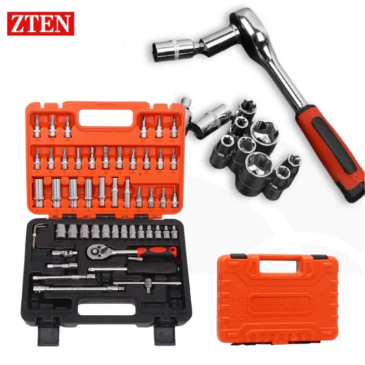 ZTEN Hardware Tool Box Automotive Tools Kit Set Screwdriver Saw Pliers Batch head Sleeve Wrench Socket Set Complete Kit Toolbox