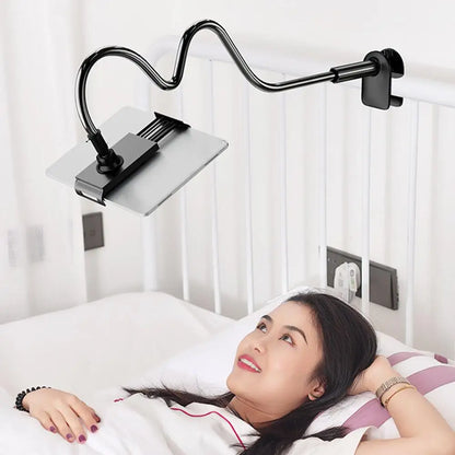 Phone Holder Desk Clamp 360-degree Rotate Cell Phone Bedside Clip Fits Tablets Below 10.5 Inches Flexible Arm Streaming Bracket