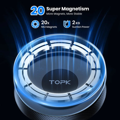TOPK Mag-Safe Car Phone Holder Magnetic Phone Car Mount for Windshield and Dashboard Strong Suction Magnet Adjustable Long Arm