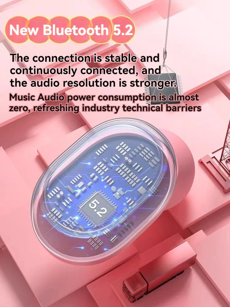 2024  Wireless Bluetooth Earphones Pink TWS Headset Noise Cancelling Earphones With Microphone Headphones For iPhone Xiaomi