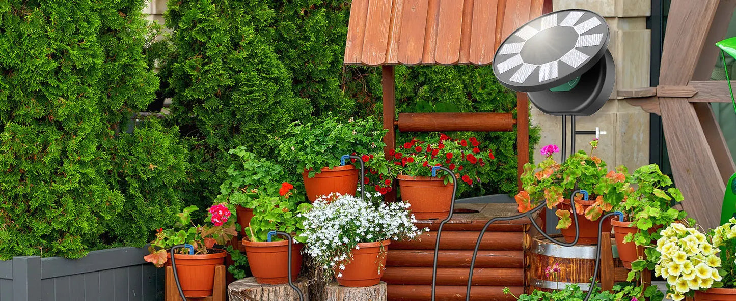 Solar Automatic Drip Irrigation System Kit for Garden Outdoor/Indoor DIY Gardening Water, Plant Watering System with Anti-Siphon