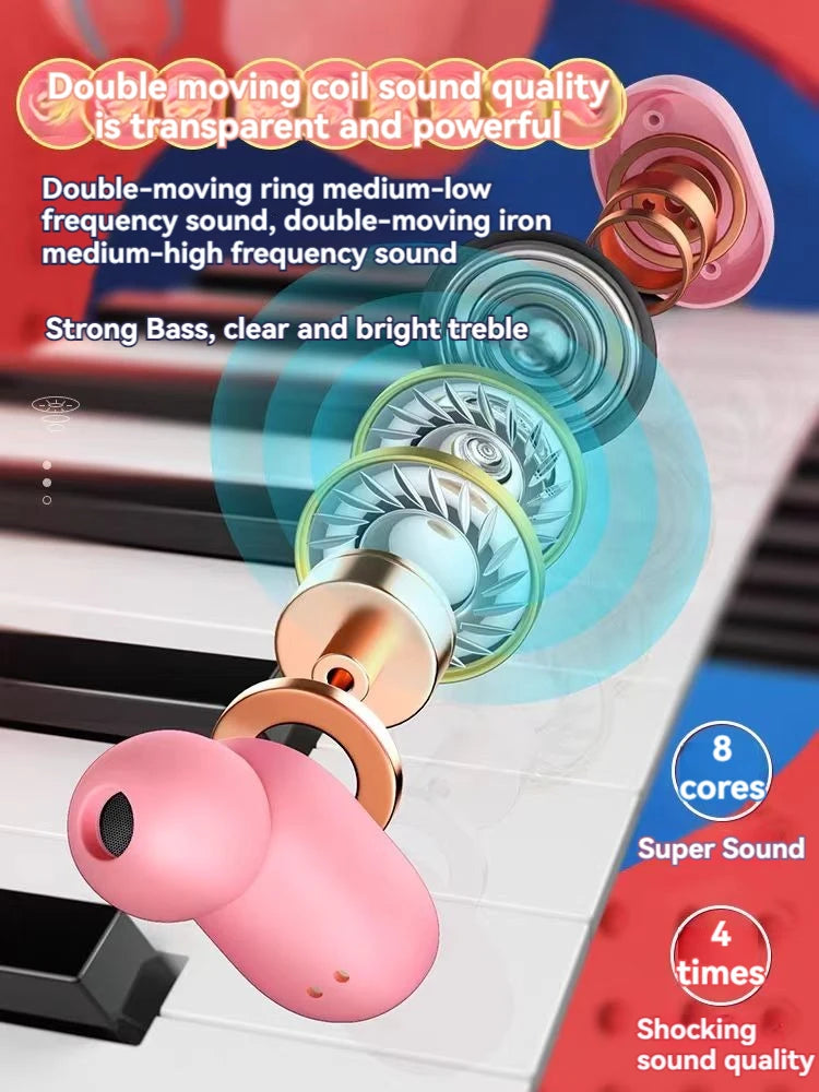 2024  Wireless Bluetooth Earphones Pink TWS Headset Noise Cancelling Earphones With Microphone Headphones For iPhone Xiaomi