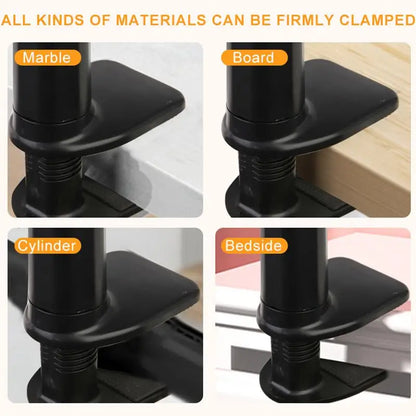 Phone Holder Desk Clamp 360-degree Rotate Cell Phone Bedside Clip Fits Tablets Below 10.5 Inches Flexible Arm Streaming Bracket