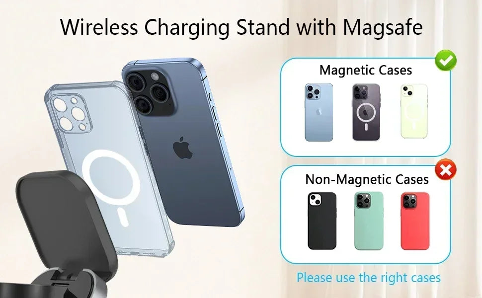 3 In 1 Magnetic Wireless Charger Stand For iPhone 16 15 14 Pro Max IWatch AirPods 3/2 Foldable Fast Charging Holder Dock Station
