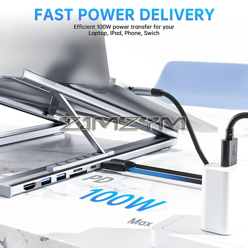 8 In 1 Laptop Stand USB C HUB Laptop Docking Station Support for MacBook Pro/Air/Dell/HP/Surface/Lenovo Soporte  Laptop Stand