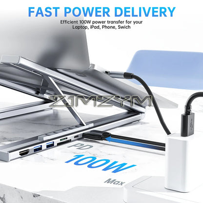 8 In 1 Laptop Stand USB C HUB Laptop Docking Station Support for MacBook Pro/Air/Dell/HP/Surface/Lenovo Soporte  Laptop Stand