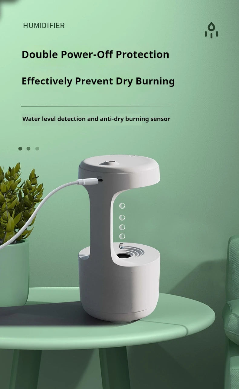 Anti Gravity Humidifier with LED Clock Display,Floating Water Droplet Humidifier - for Home Deco