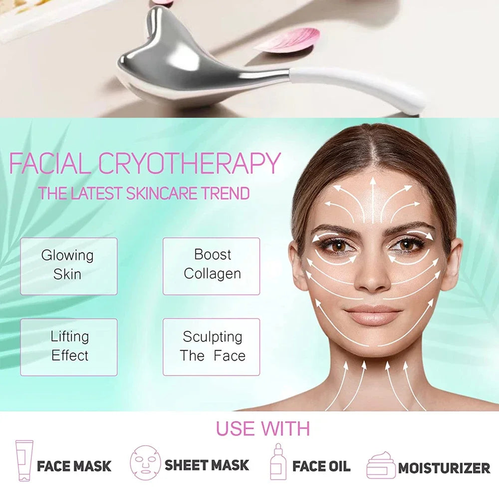 Cooling Spa Ice Globes Roller Stainless Steel Gua Sha Cryo Sticks Face and Eyes Massager Facial Skin Care Tools Gifts for Women