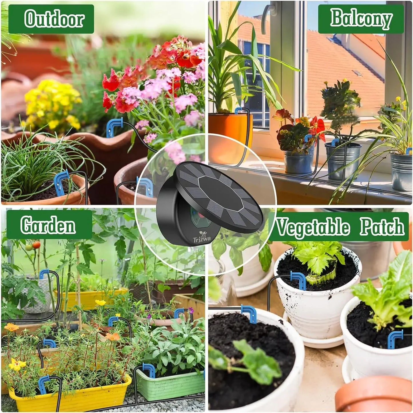 Solar Automatic Drip Irrigation System Kit for Garden Outdoor/Indoor DIY Gardening Water, Plant Watering System with Anti-Siphon
