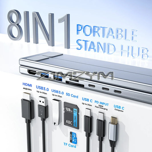 8 In 1 Laptop Stand USB C HUB Laptop Docking Station Support for MacBook Pro/Air/Dell/HP/Surface/Lenovo Soporte  Laptop Stand