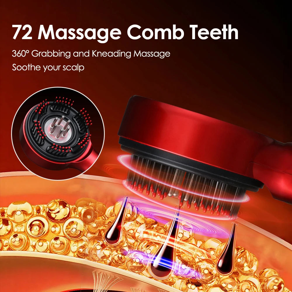 Electric Head Massager Hair Growth Comb Scalp Relax Massager LED Light Therapy Oil Applicator Anti-Hair Loss Hair Care Hairbrush
