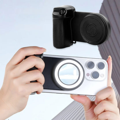 For Magsafe Bluetooth-Compatible Shutter Phone Hand Grip Camera Handle Grip Selfie Stablizer with Fill Light & Reflective Mirror