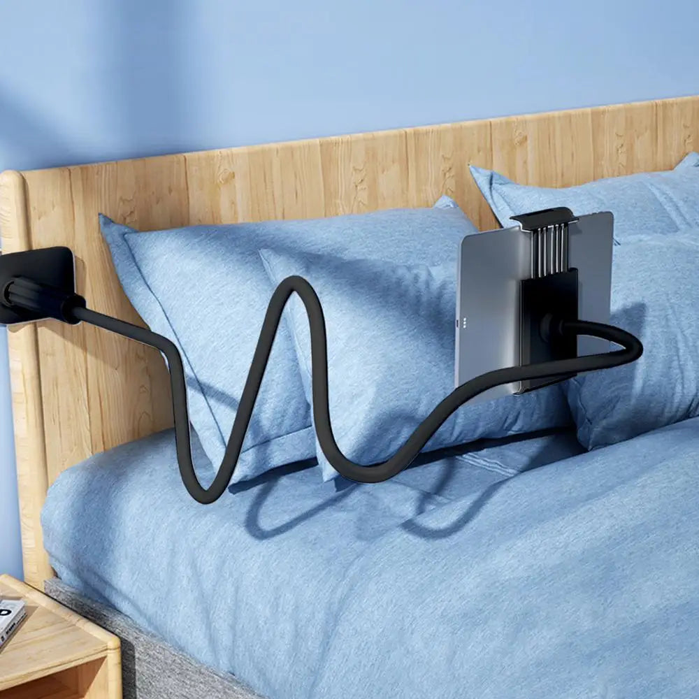 Phone Holder Desk Clamp 360-degree Rotate Cell Phone Bedside Clip Fits Tablets Below 10.5 Inches Flexible Arm Streaming Bracket