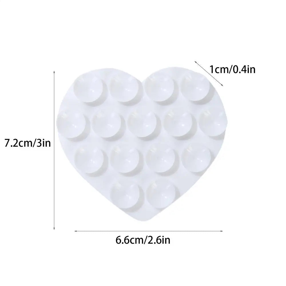 Heart Suction Cup Phone Mount Sticky Mobile Phone Stand Strong Grip Holder Silicone Double-Sided Phone Case for Selfies