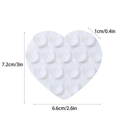 Heart Suction Cup Phone Mount Sticky Mobile Phone Stand Strong Grip Holder Silicone Double-Sided Phone Case for Selfies