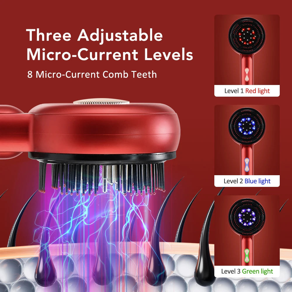 Electric Head Massager Hair Growth Comb Scalp Relax Massager LED Light Therapy Oil Applicator Anti-Hair Loss Hair Care Hairbrush