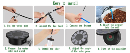 Solar Automatic Drip Irrigation System Kit for Garden Outdoor/Indoor DIY Gardening Water, Plant Watering System with Anti-Siphon