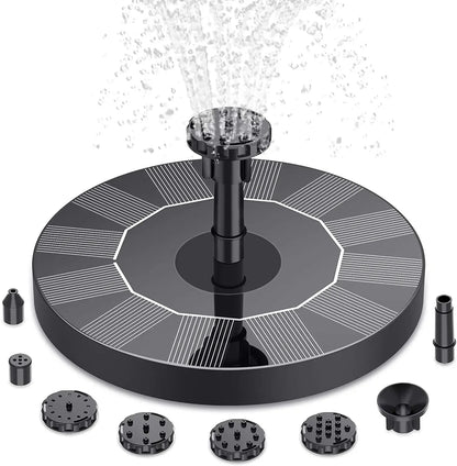 1.5W Solar Fountain Pump, with 6 nozzles Solar Bird Bath Fountain, Water Pump Floating Fountains Suitable for Ponds