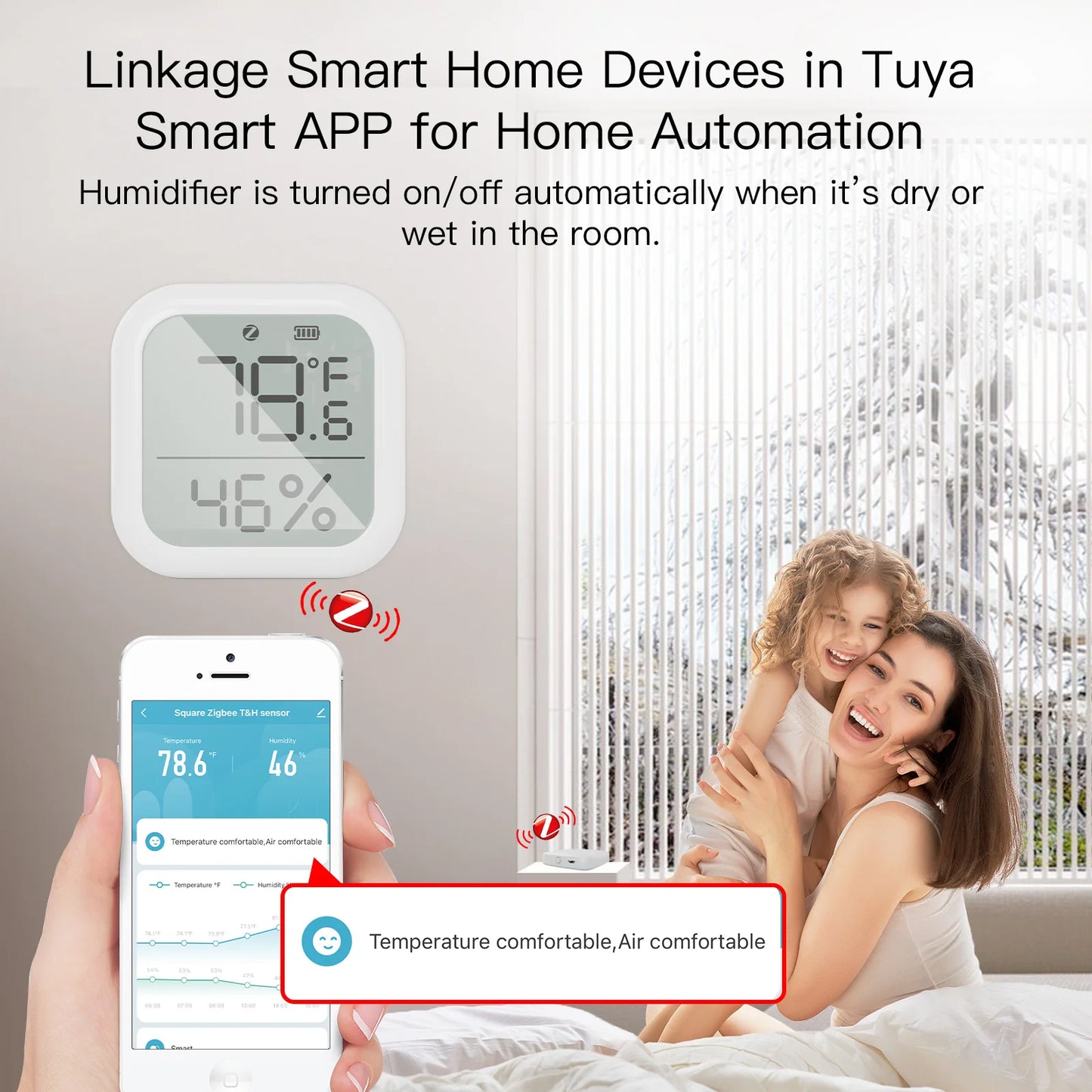MOES Tuya Smart ZigBee Temperature and Humidity Sensor Indoor Hygrometer With Digital LCD Display Smart Life APP Remote Control