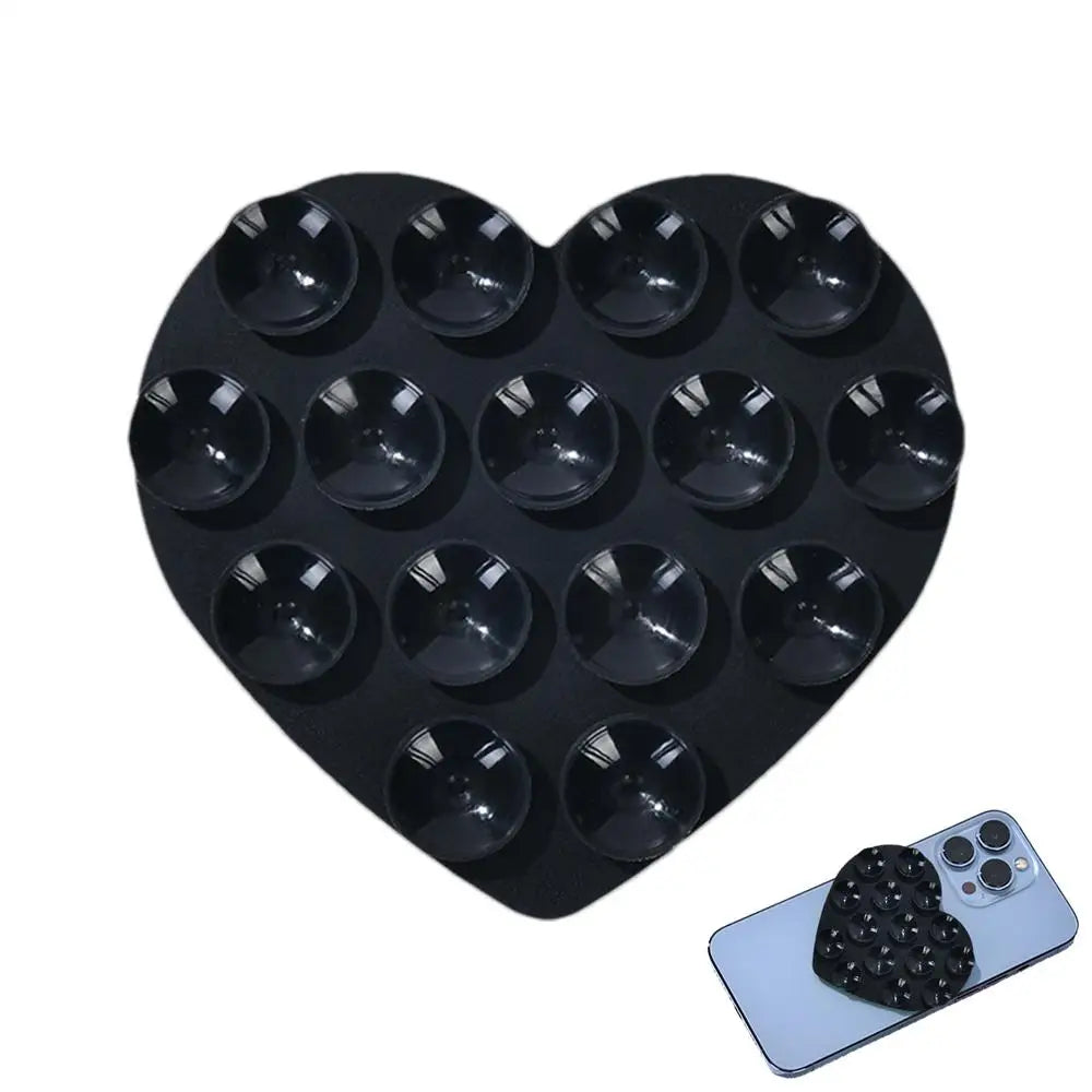 Heart Suction Cup Phone Mount Sticky Mobile Phone Stand Strong Grip Holder Silicone Double-Sided Phone Case for Selfies