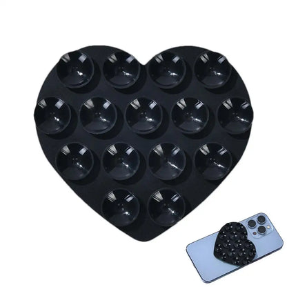Heart Suction Cup Phone Mount Sticky Mobile Phone Stand Strong Grip Holder Silicone Double-Sided Phone Case for Selfies