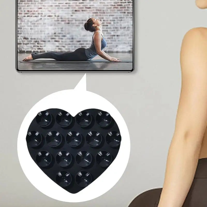 Heart Suction Cup Phone Mount Sticky Mobile Phone Stand Strong Grip Holder Silicone Double-Sided Phone Case for Selfies