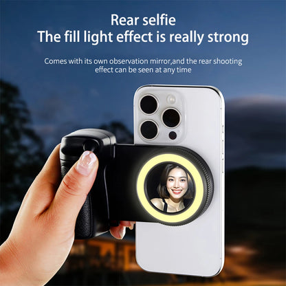 For Magsafe Bluetooth-Compatible Shutter Phone Hand Grip Camera Handle Grip Selfie Stablizer with Fill Light & Reflective Mirror