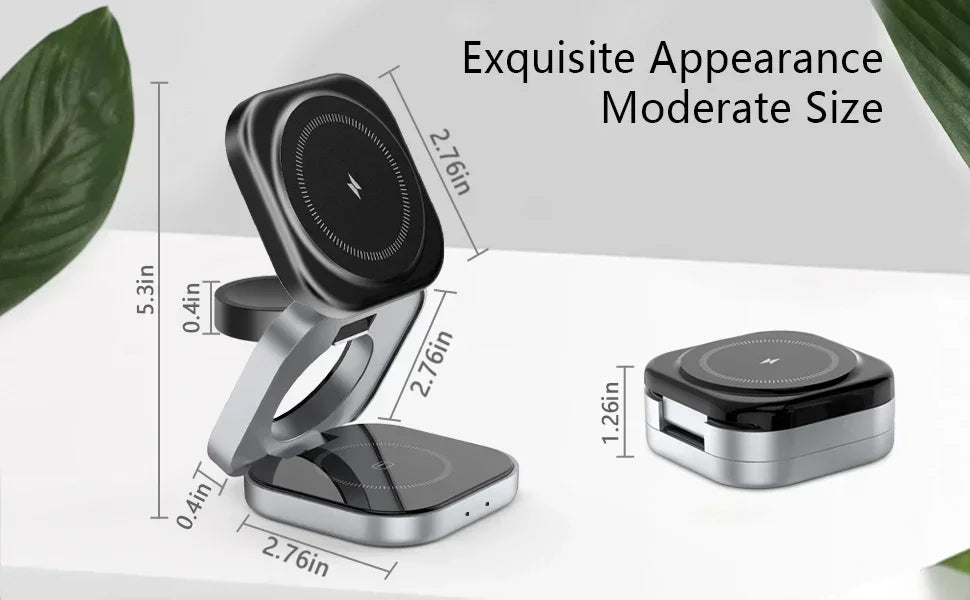 3 In 1 Magnetic Wireless Charger Stand For iPhone 16 15 14 Pro Max IWatch AirPods 3/2 Foldable Fast Charging Holder Dock Station