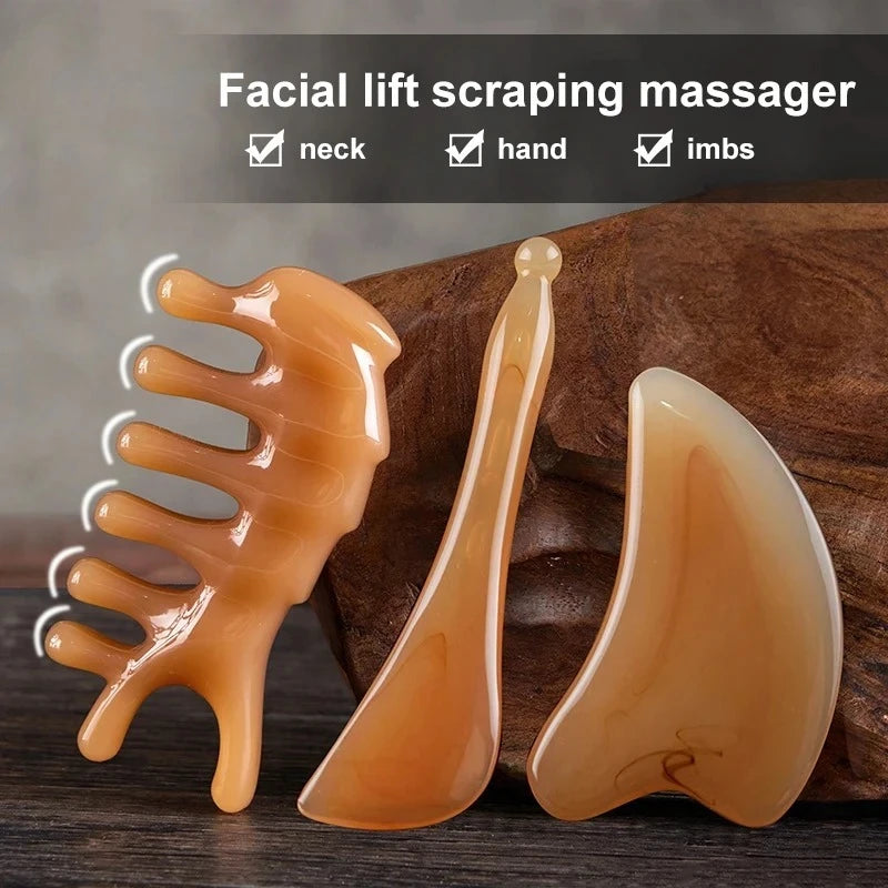 Skin Scraping Resin Guasha Massage Board Face Eye SPA Massager Plate For Neck Back Body Legs Hands Promote Blood Circulation