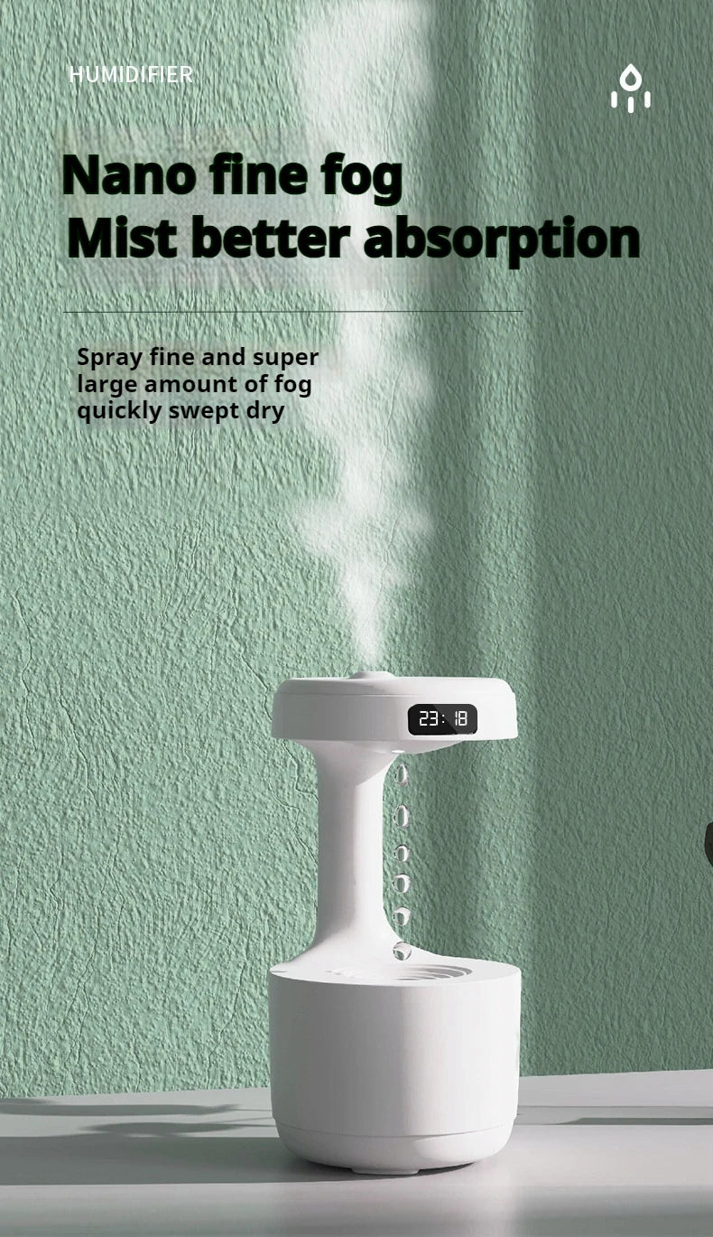 Anti Gravity Humidifier with LED Clock Display,Floating Water Droplet Humidifier - for Home Deco