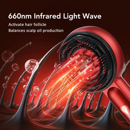 Electric Head Massager Hair Growth Comb Scalp Relax Massager LED Light Therapy Oil Applicator Anti-Hair Loss Hair Care Hairbrush