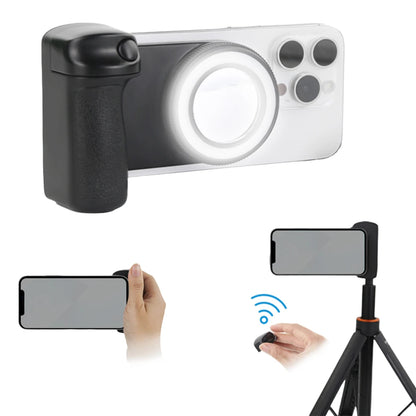 For Magsafe Bluetooth-Compatible Shutter Phone Hand Grip Camera Handle Grip Selfie Stablizer with Fill Light & Reflective Mirror