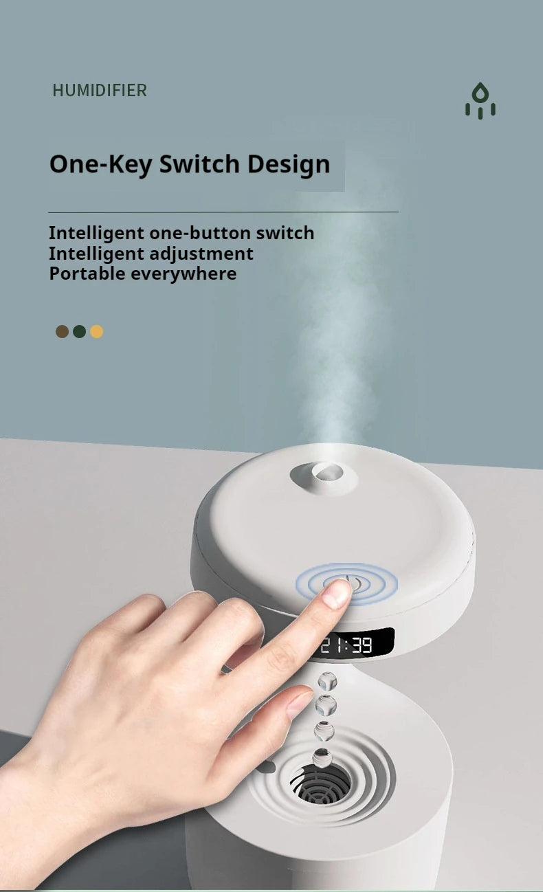 Anti Gravity Humidifier with LED Clock Display,Floating Water Droplet Humidifier - for Home Deco