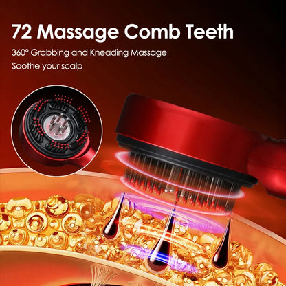 Electric Head Massager Hair Growth Comb Scalp Relax Massager LED Light Therapy Oil Applicator Anti-Hair Loss Hair Care Hairbrush