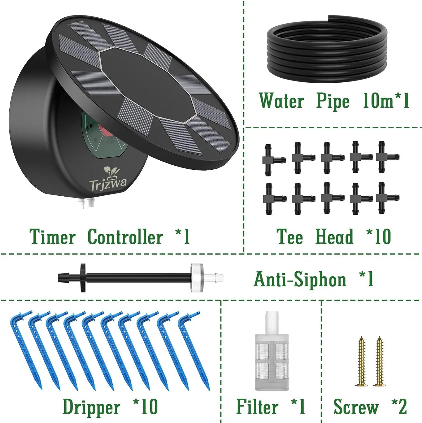 Solar Automatic Drip Irrigation System Kit for Garden Outdoor/Indoor DIY Gardening Water, Plant Watering System with Anti-Siphon