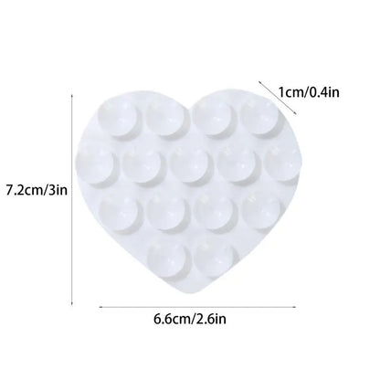 Heart Suction Cup Phone Mount Sticky Mobile Phone Stand Strong Grip Holder Silicone Double-Sided Phone Case for Selfies