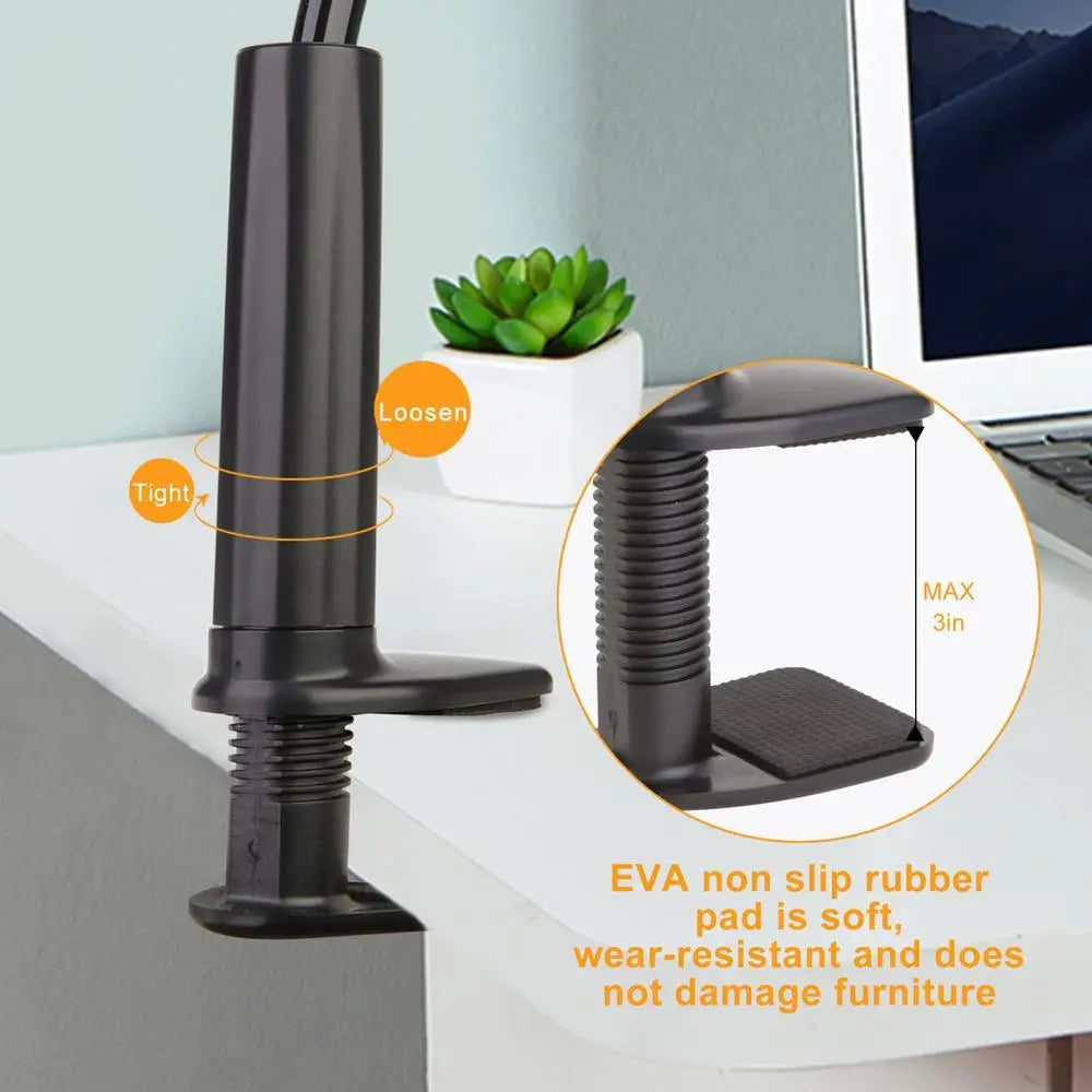 Phone Holder Desk Clamp 360-degree Rotate Cell Phone Bedside Clip Fits Tablets Below 10.5 Inches Flexible Arm Streaming Bracket