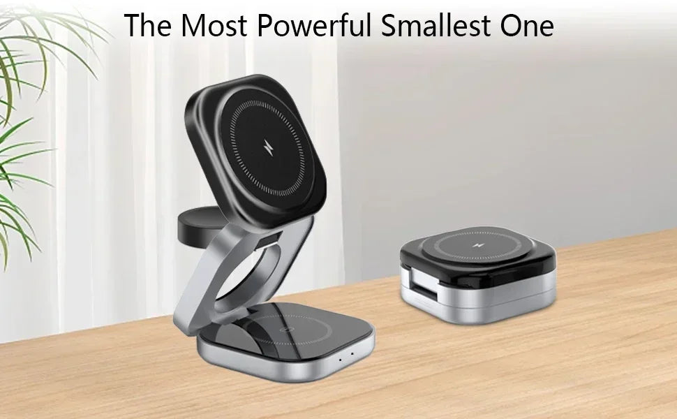 3 In 1 Magnetic Wireless Charger Stand For iPhone 16 15 14 Pro Max IWatch AirPods 3/2 Foldable Fast Charging Holder Dock Station