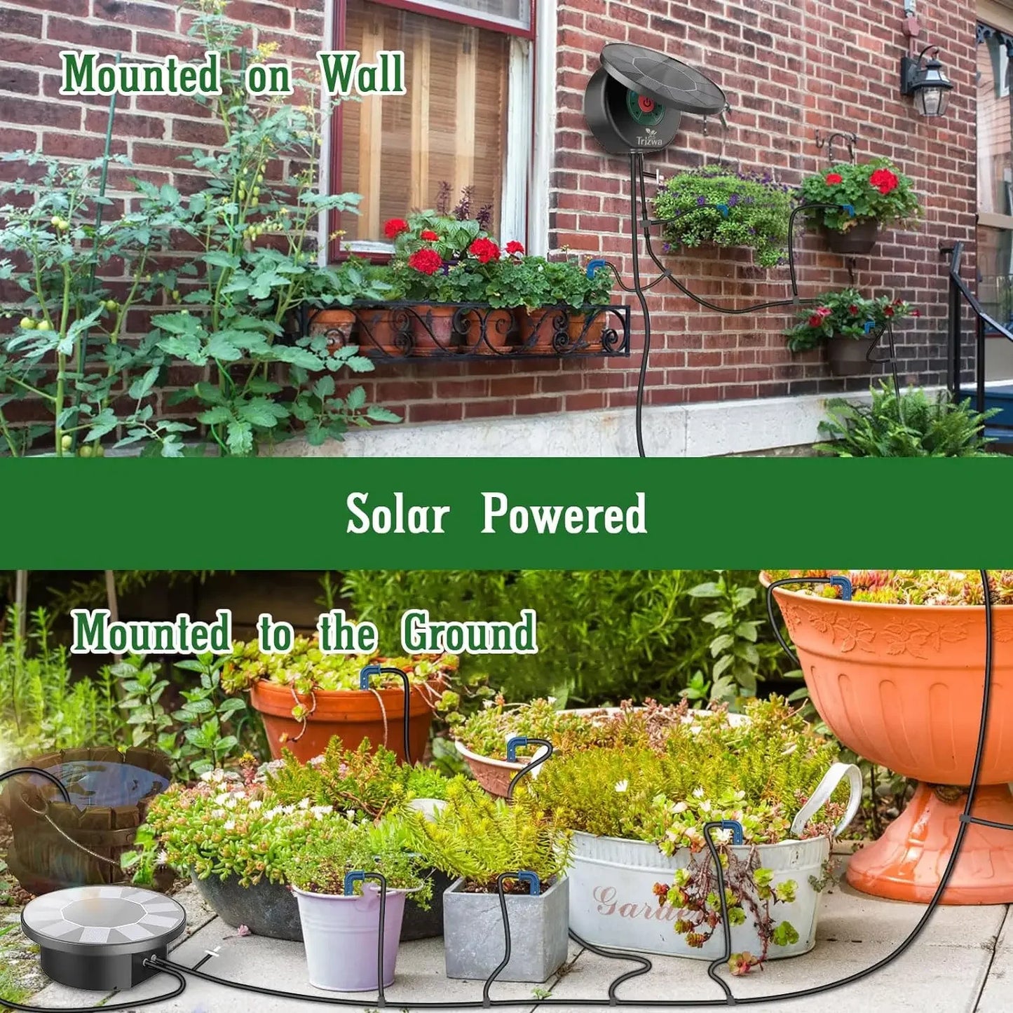 Solar Automatic Drip Irrigation System Kit for Garden Outdoor/Indoor DIY Gardening Water, Plant Watering System with Anti-Siphon