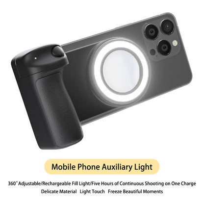 For Magsafe Bluetooth-Compatible Shutter Phone Hand Grip Camera Handle Grip Selfie Stablizer with Fill Light & Reflective Mirror