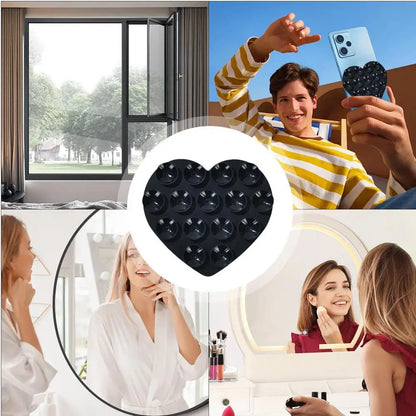 Heart Suction Cup Phone Mount Sticky Mobile Phone Stand Strong Grip Holder Silicone Double-Sided Phone Case for Selfies