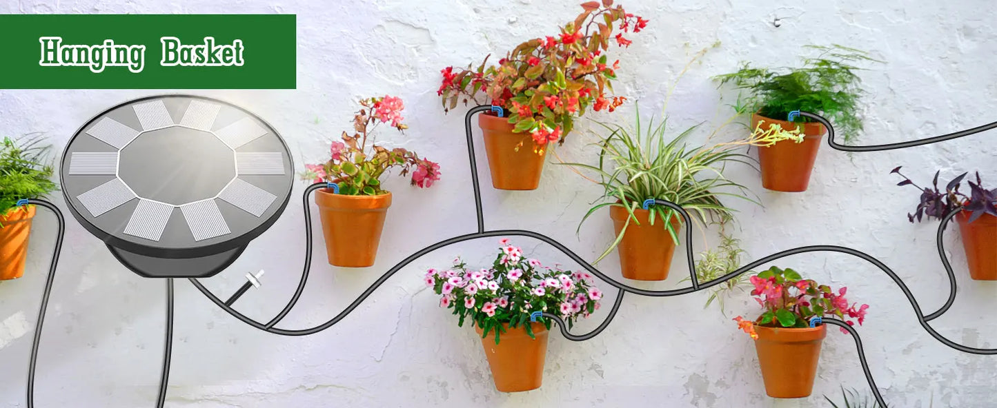 Solar Automatic Drip Irrigation System Kit for Garden Outdoor/Indoor DIY Gardening Water, Plant Watering System with Anti-Siphon