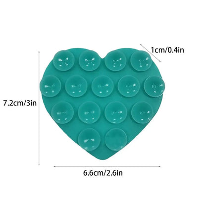Heart Suction Cup Phone Mount Sticky Mobile Phone Stand Strong Grip Holder Silicone Double-Sided Phone Case for Selfies