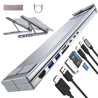 8 In 1 Laptop Stand USB C HUB Laptop Docking Station Support for MacBook Pro/Air/Dell/HP/Surface/Lenovo Soporte  Laptop Stand