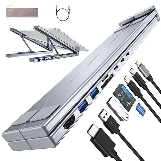 8 In 1 Laptop Stand USB C HUB Laptop Docking Station Support for MacBook Pro/Air/Dell/HP/Surface/Lenovo Soporte  Laptop Stand