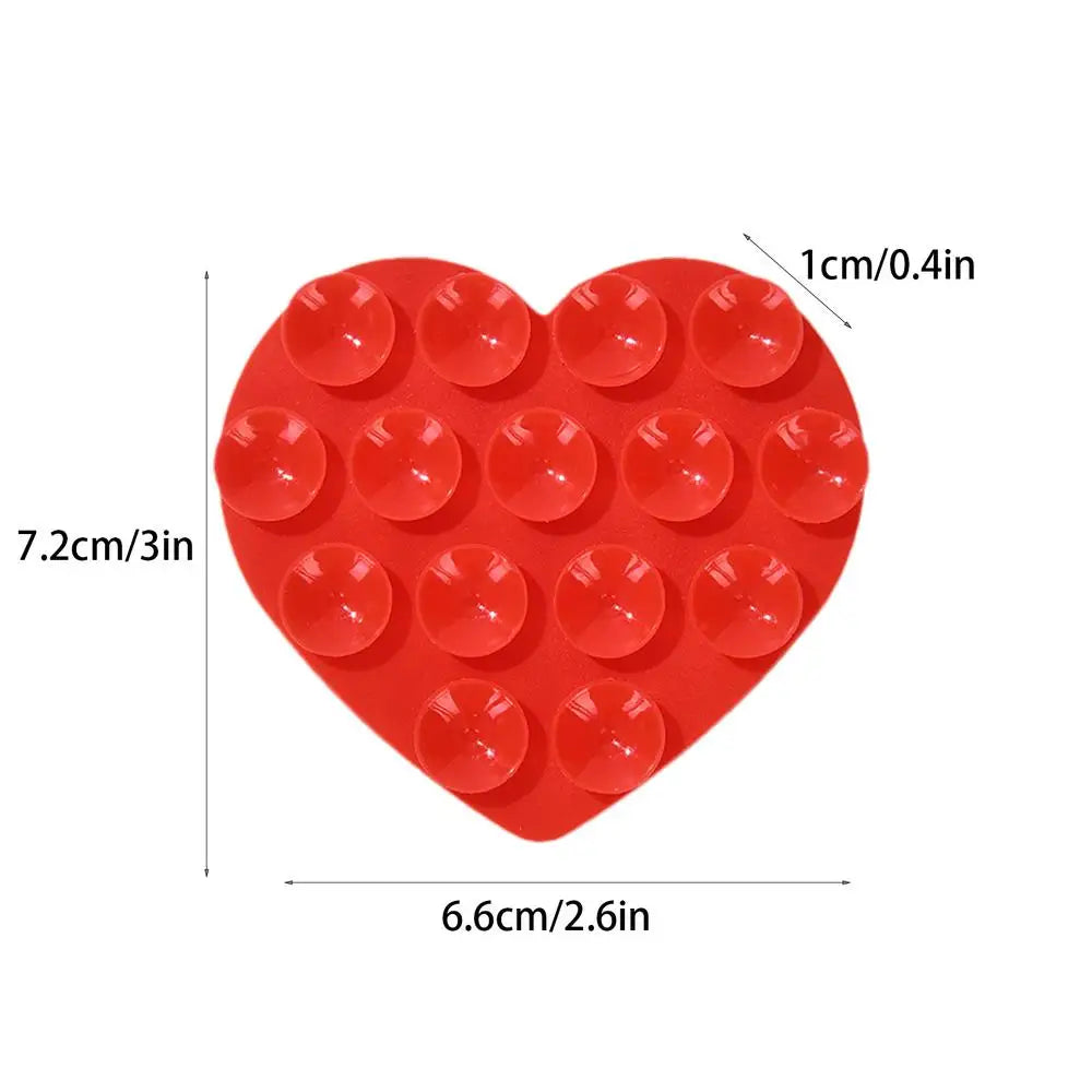 Heart Suction Cup Phone Mount Sticky Mobile Phone Stand Strong Grip Holder Silicone Double-Sided Phone Case for Selfies